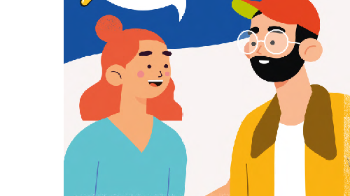 Illustration: Zwei Personen im Gespräch