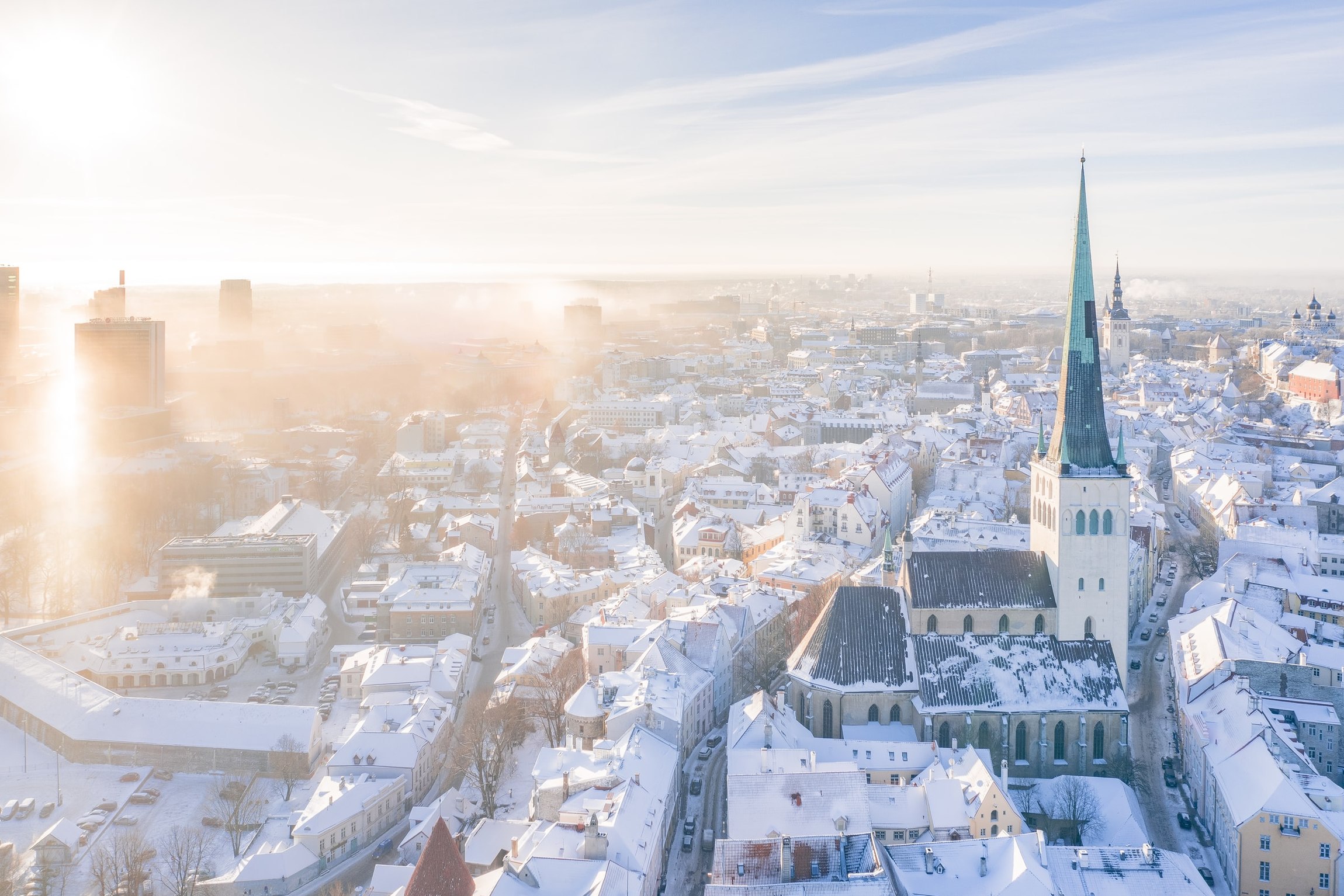 verschneite Stadt